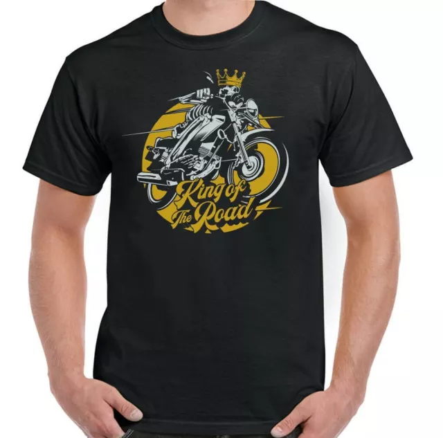 King Of The Strada Uomo Divertente Moto T-Shirt Biker Moto Cafe Racer Indiano