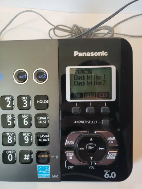 Panasonic  2 line DECT 6.0 Telephone Model No. KX-TG9391T w/Panasonic AC Adapter