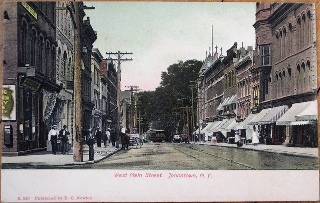 Johnstown, NY 1905 Postcard: West Main Street/Downtown - New York
