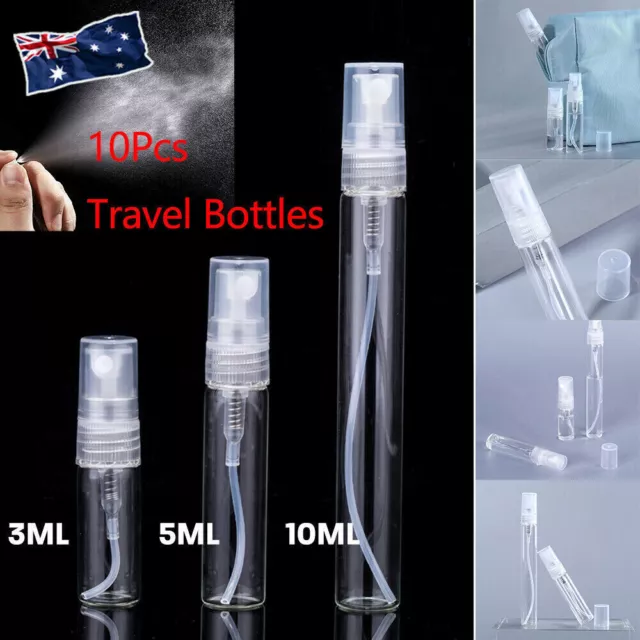 10Pcs 3/5/10ml Glass Perfume Bottle Atomizer Pump Spray Comestic Container AU