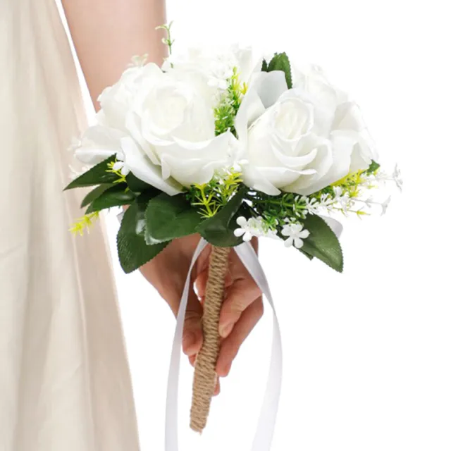 Silk Wedding Bouquets Holding Flowers Artificial Natural Rose Wedding BouquAW