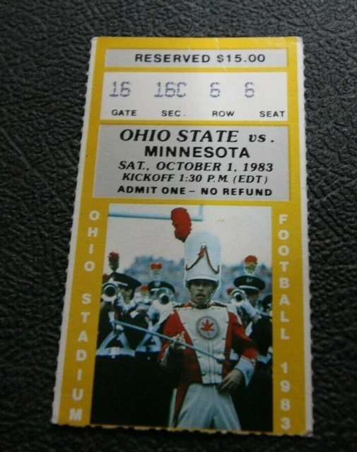 1983 Minnesota Vs Ohio State Ncaa Football Ticket Stub Rare Good Condition