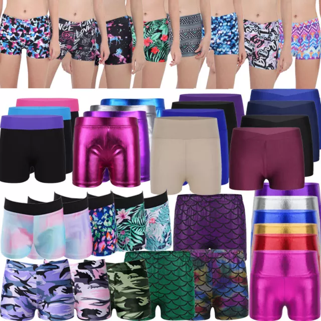 Girls Kids Dance Sports Shorts High Waisted Hot Pants Workout Gym Ballet Bottoms