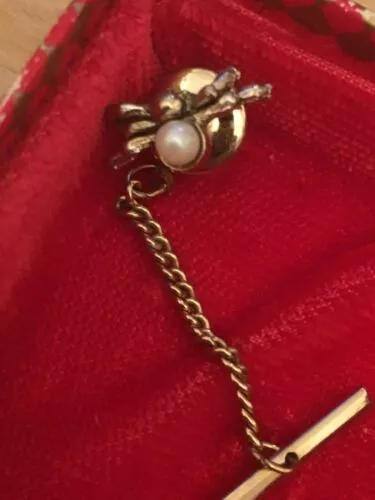 Antique Spider with Pearl Tie Clip