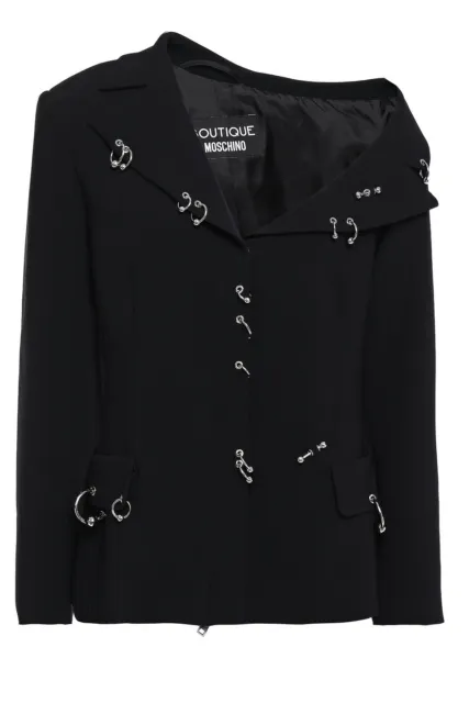 BOUTIQUE MOSCHINO One-shoulder Barbell-Embellished Stretch-Crepe Black Jacket