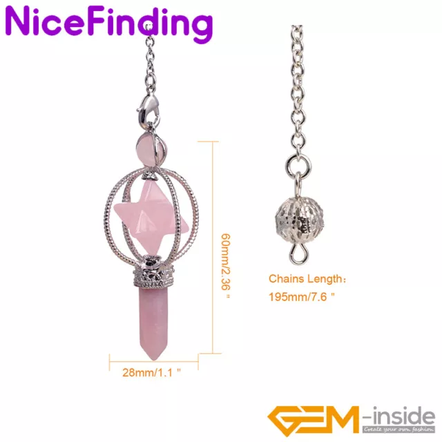 Merkaba Natural Colorful Crystal Pendulum for Divination Reiki Pendant  Healing