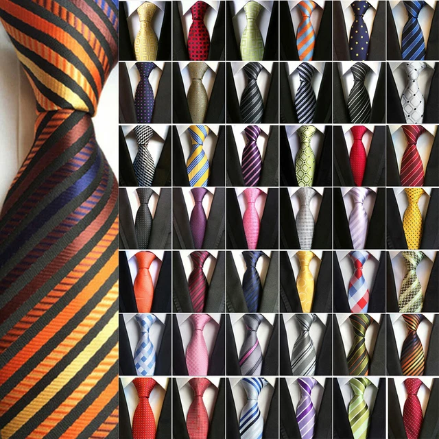 Mens Silk Jacquard Formal Business Pattern Striped Ties Slim 8cm Necktie Wedding