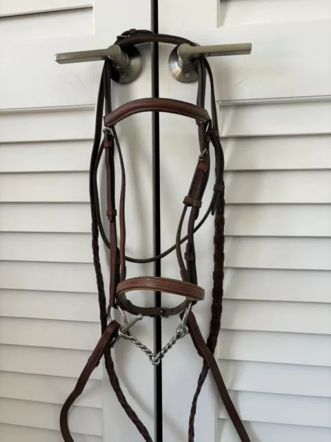 Harmohn Kraft Brown Leather English Horse Bridle W/ Fast Twist Full Cheek Bit