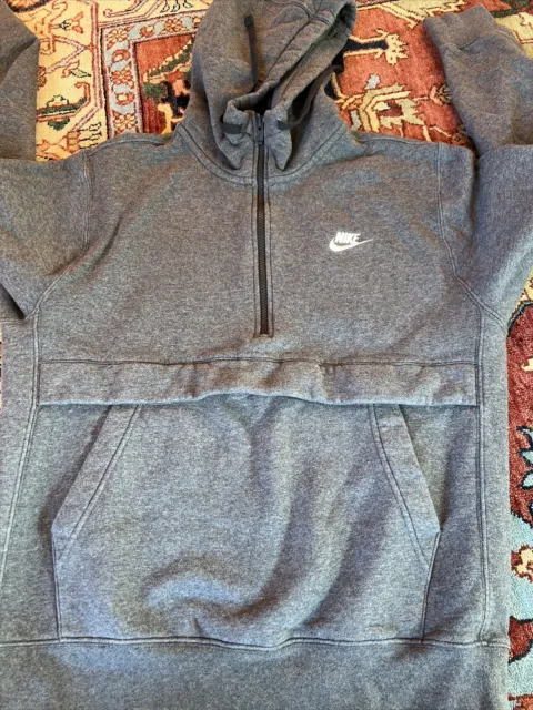 Nike Boys Club Fleece Pullover Hoodie Dark Gray Size Medium