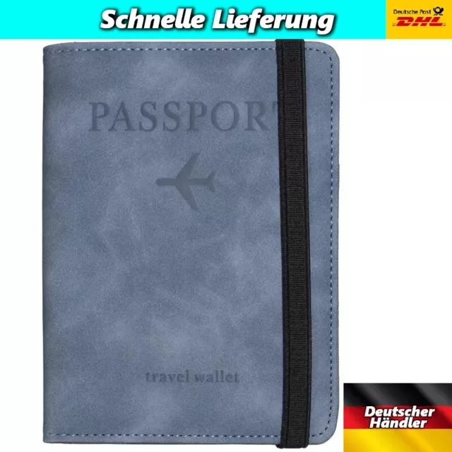 Reisepass Hülle Passport Etui Reise Brieftasche PU Leder Pass Mappe Ausweis ⭐️🎁
