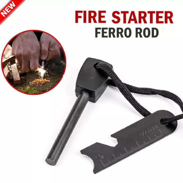 Magnesium Flint Rod Stone Fire Starter Lighter Emergency Survival Camping Hiking