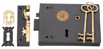 large 7" carpenter right hand rim lock,2 keys,& 54 mm brass knobs 2006 + 1024 3