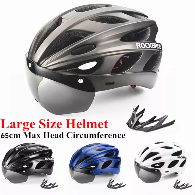 ROCKBROS 65cm Large Size Bicycle Helmet w/ Goggles Safety MTB Road Bike Helmets