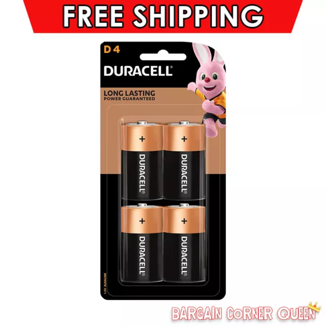 Duracell Size D Alkaline Battery Coppertop Duralock Flashlight Batteries 4 Pack
