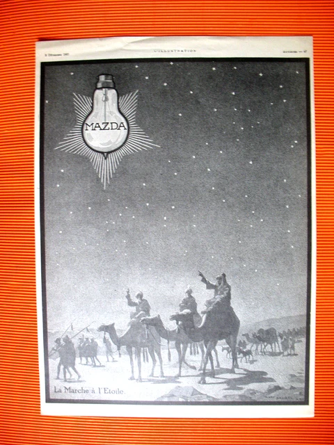 Mazda Press Advertisement Star March Bulb Illustration Saurel Ad 1928