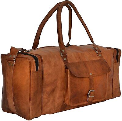 Leather Duffle Womens Travel Luggage shoulder Bag Overnight Vintage Gym Canvas