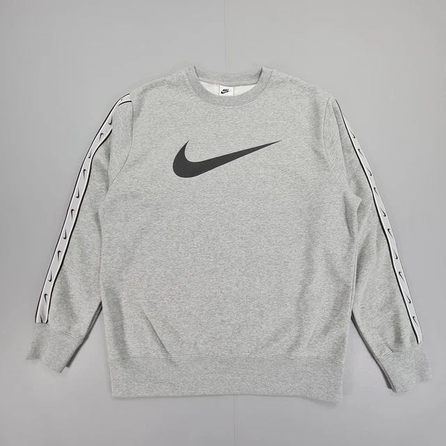 Nike repeat pack logo taping crew neck sweat in grey deals