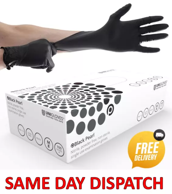 Black Pearl Nitrile Gloves Uniglove Latex Free Powder Free Disposable Strong