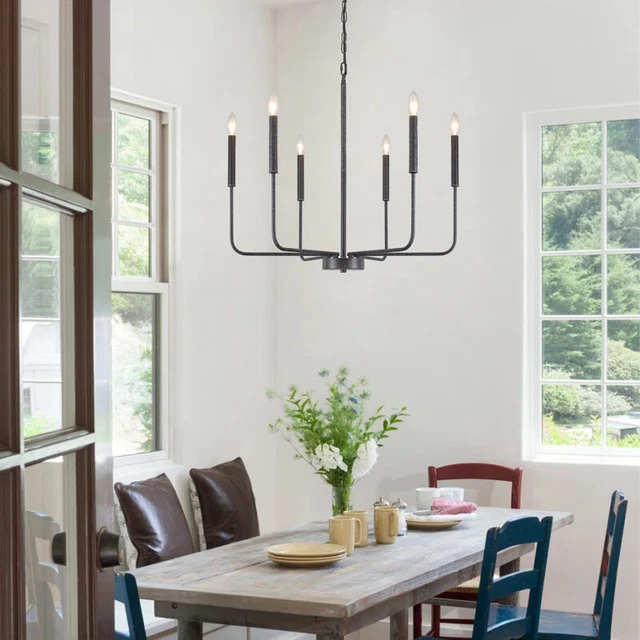 Chandelier Pendant Light Living Dining Room Lighting Fixture White & Black Lamp