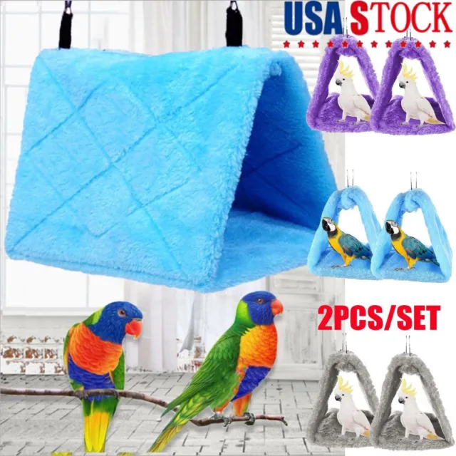Parrot Bird Hammock Hanging Cave Cage Plush Snuggle Happy Hut Tent Bed Bunk Toys