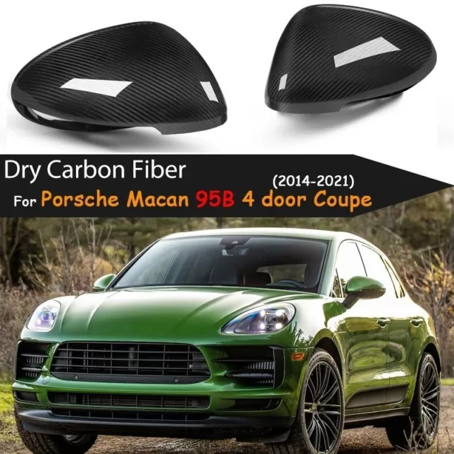 Dry Carbon Fiber Car Side Mirror Cover Caps Replace For Porsche Macan 2014-2022