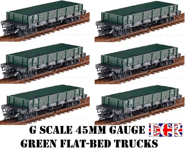 G SCALE 45mm GAUGE GREEN FLAT BED TRUCK FREIGHT GARDEN ROLLING STOCK TRAIN