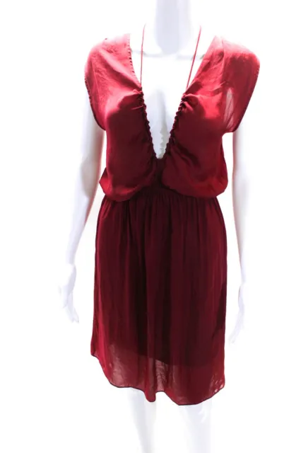 Isabel Marant Etoile Women's Sleeveless V Neck Midi Dress Red Size FR.34