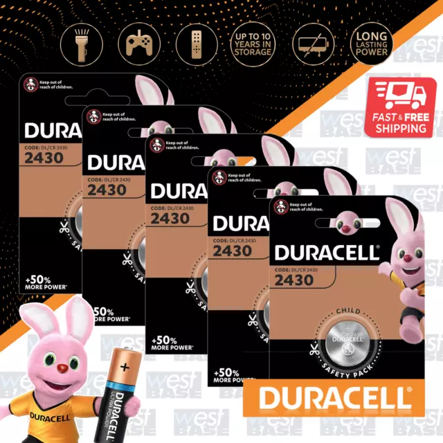 3 X Duracell 2430 CR2430 DL2430 3V Lithium Coin Cell Battery 