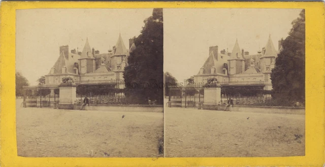 Vichy Château de Randon France Photo Stereo Vintage Albumine