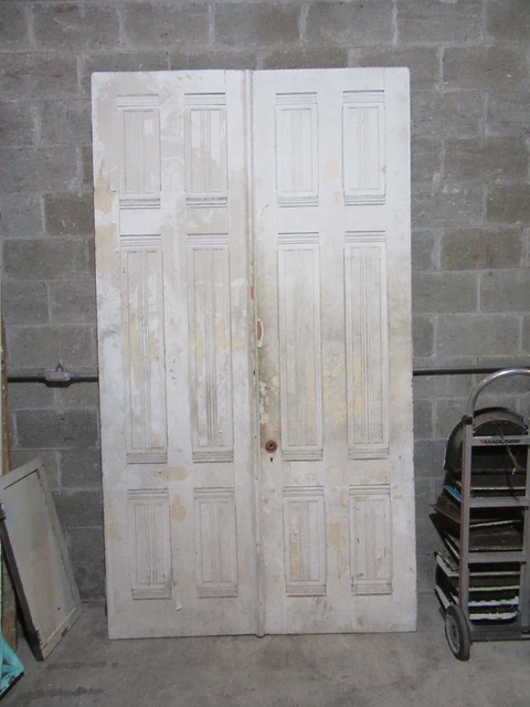 ~ Antique 6 Panel Double Entrance French Doors Ornate ~ 56 X 100 ~ Salvage