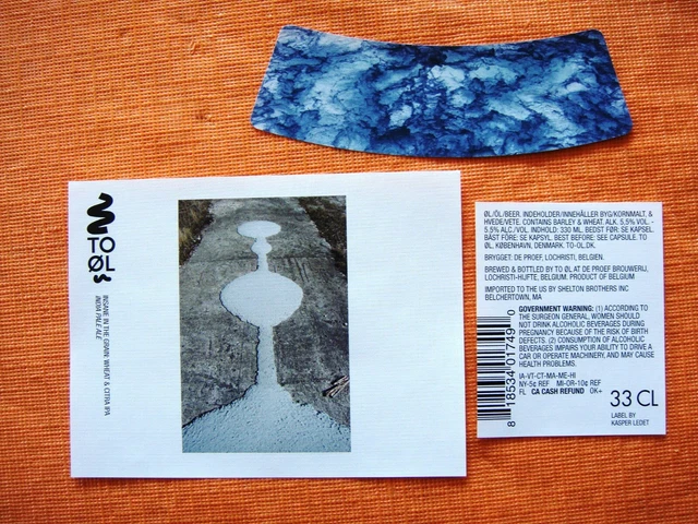 Danish microbrewery beer label - TO ÖL - brewed in BELGIUM at Proef Brouwerij