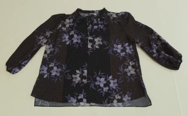 Shoshanna Women's L/S Sheer Floral Keyhole Bloom Top CL8 Multi Small NWT