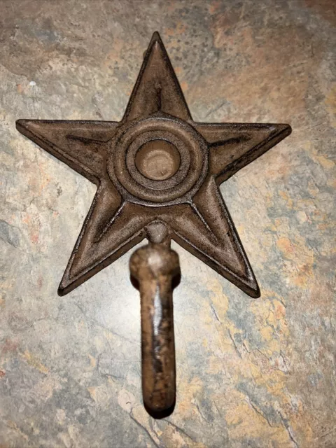 Large Star Western Coat Hook 7-1/2” Tack Hat Wall hanger rustic iron Barn Key