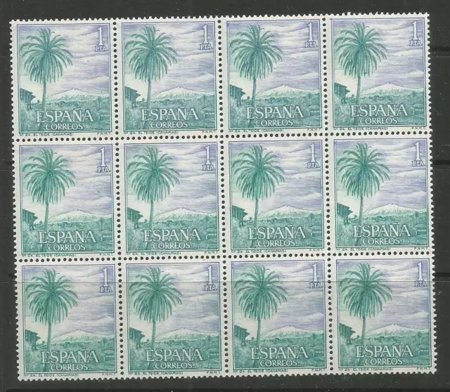 ESPAÑA - SPAIN- VOLCAN TEIDE**VARIEDAD LINEA AZUL EN '1' PTA (2nd Stamp,2nd row)