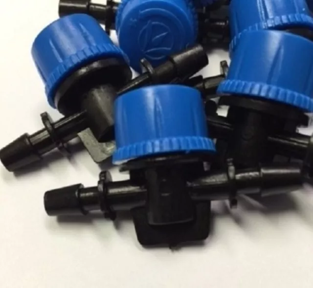 Bay Hydro blue 1/4” Drip Tube Barbed Water Shut Off Inline Valve Flow Control