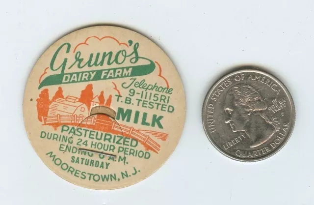 Gruno's Dairy Farm . MOORESTOWN New Jersey . Saturday Milk Cap