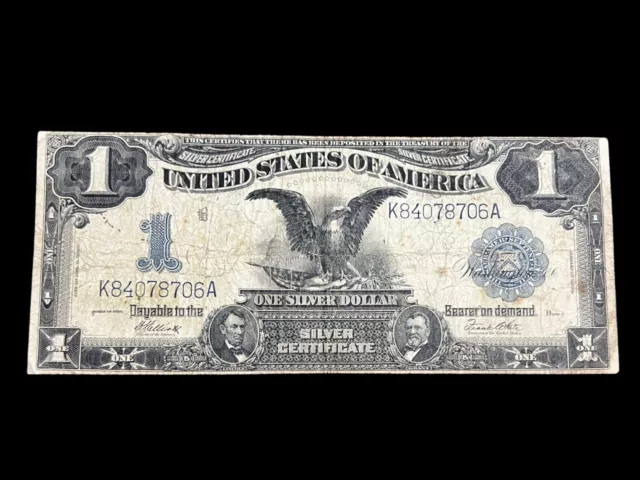 1899 One Dollar $1 Silver Certificate * BLACK EAGLE * Horse Blanket * Large Size