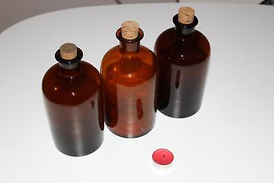 Apothekerflasche, Form selten, rund, alt, STOPFEN 3