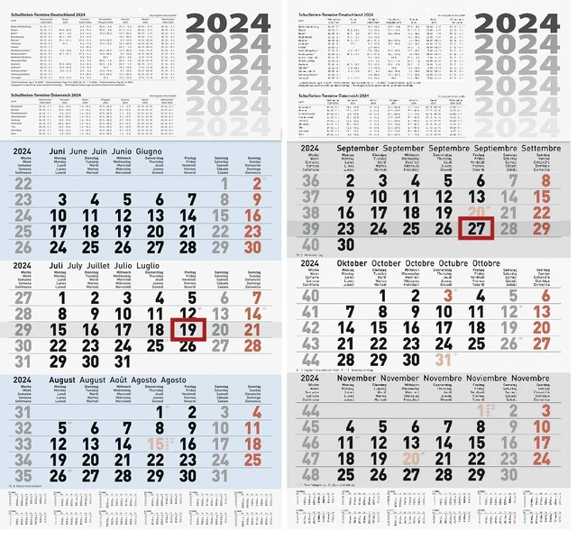 FONTANA 2024 CALENDARIO 3 mesi 30x55,5 cm monopezzo calendario da
