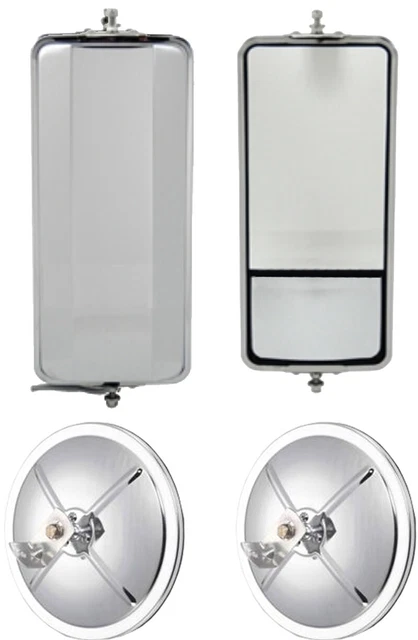 Set of SS West Coast Mirror w/ Convex and 8.5" Chrome Convex Truck Mirrors