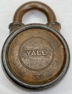 Antique Yale & Towne Cast Iron Padlock Vintage Lock No Key 326 No Key Locked