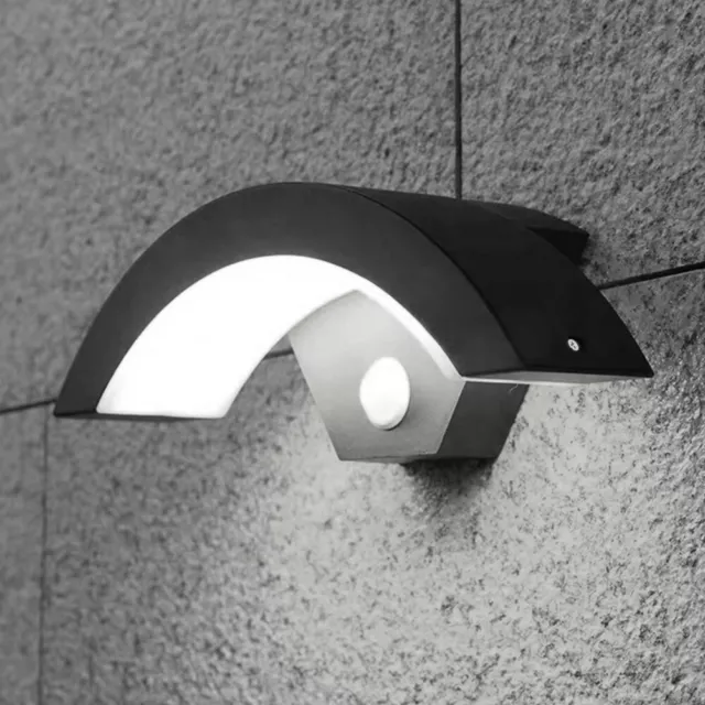 12W LED Curve Wall Light Outdoor Garden Eave Lantern Lamp with PIR Motion Sensor