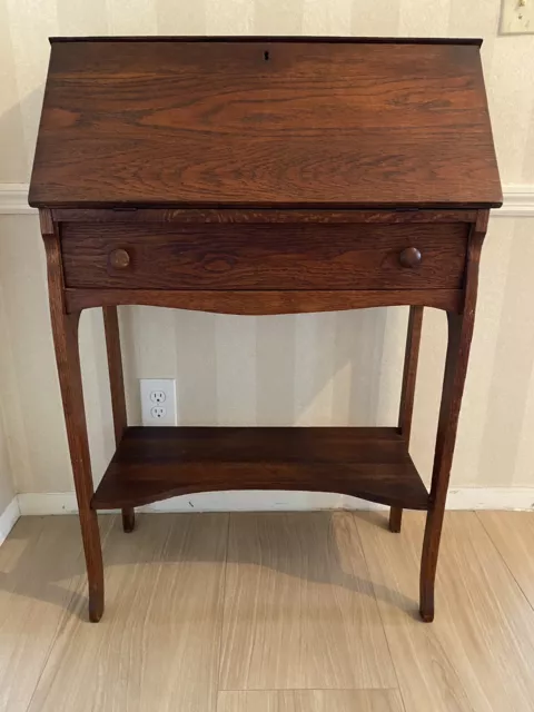 Antique Quartersawn Oak (Tiger Oak) Drop Front Secretary Desk