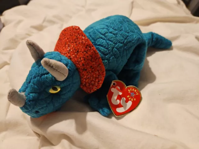 Ty Beanie Baby Hornsley - Triceratops  Dinosaur - Mint  - Retired With Tags