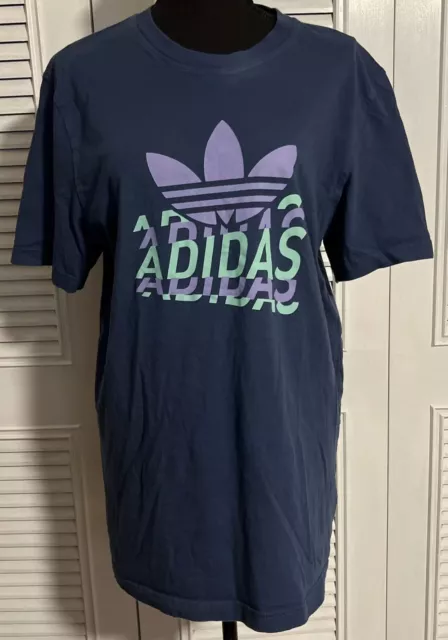 Adidas Go-To T Shirt Womens Size Large L Classic Logo , Bust 19” EUC
