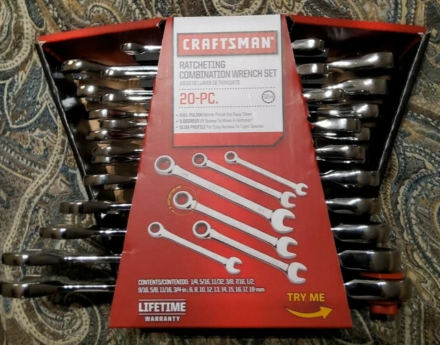 CRAFTSMAN 20 PIECE Ratcheting Wrench Set Inch/Metric 46820 New! 114.99