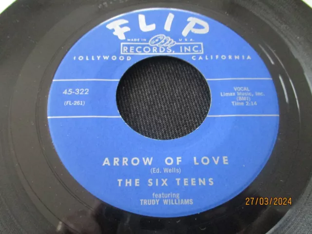 Rare The Six Teens "Arrow Of Love - Was It A Dream" 1957 Usa Flip Doo Wop Exc-