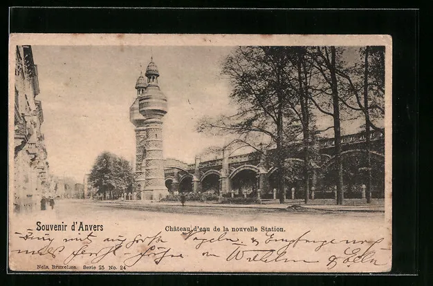 CPA Anvers, Chateau d´eau de la nouvelle Station