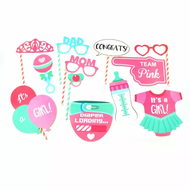 12 Baby Shower Photo Booth Props Girl Birth Party Decorations Accessories Games