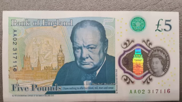 £5 Five Pound Note AA Churchill